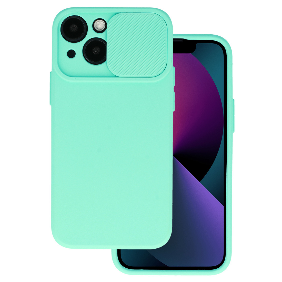 Силиконов калъф Camshield Soft за iPhone 14, Мента