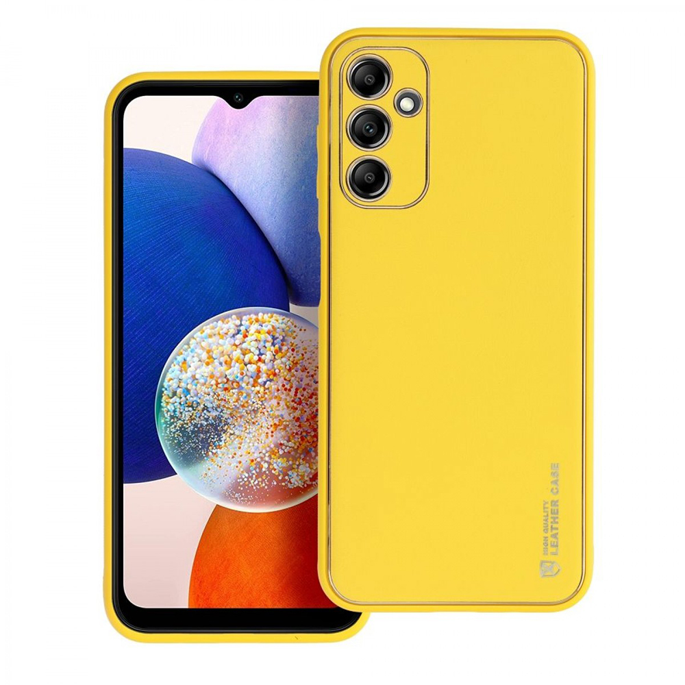 Удароустойчив калъф LEATHER за Samsung Galaxy A14 5G, жълт