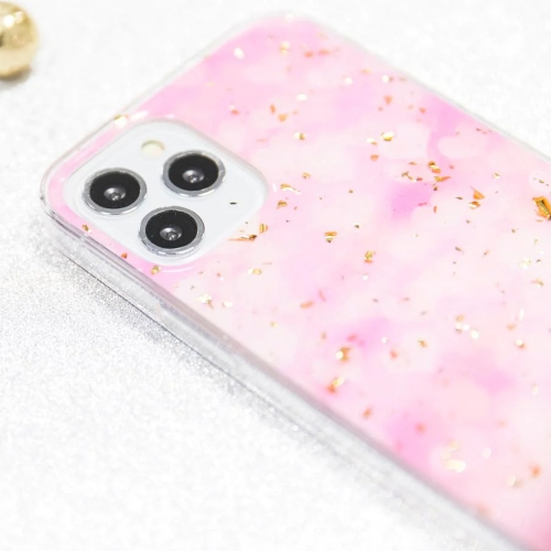 Силиконов калъфж GOLD GLAM за IPhone 13 Pro, розов