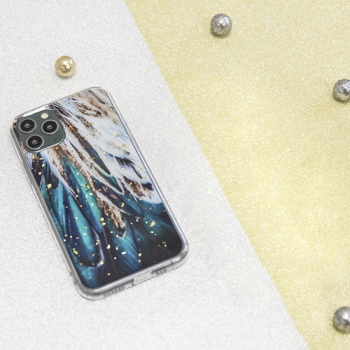 Силиконов калъф Gold Glam за IPhone 14 Pro Max, пера