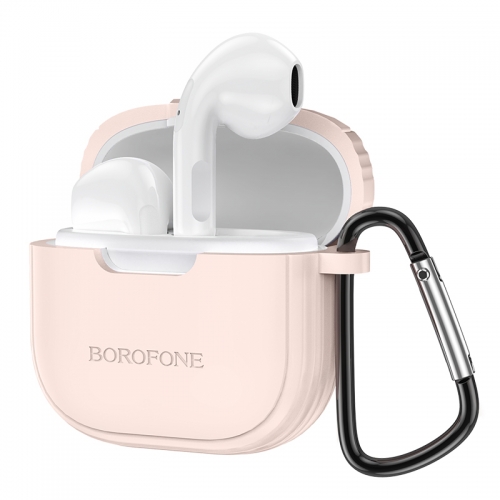 Безжични Слушалки Borofone BW29 Charm, TWS, катарама, Розов калъф