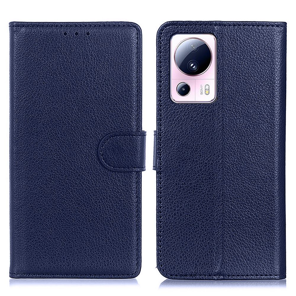 Калъф Тефтер Leather за Xiaomi Redmi 13 Lite, син