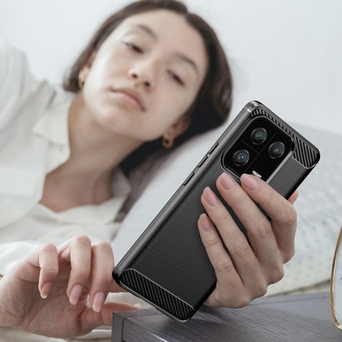 Силиконов Калъф Carbon Fibre Brushed за Xiaomi 13 Pro, черен