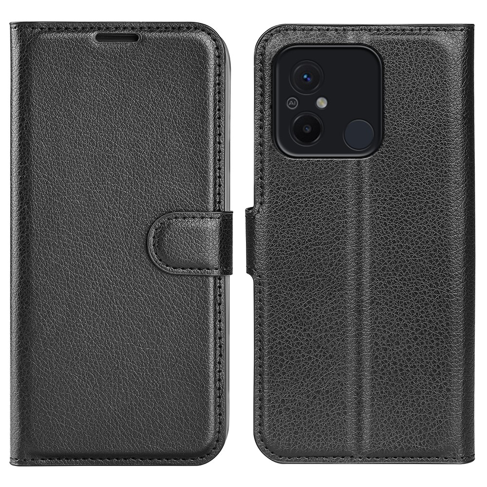Kалъф тефтер Litchi Texture за Xiaomi Redmi 12C, Черен