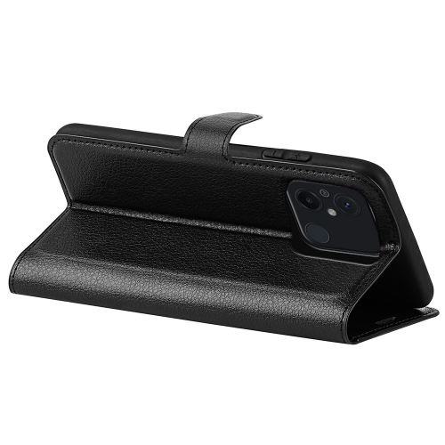Kалъф тефтер Litchi Texture за Xiaomi Redmi 12C, Черен