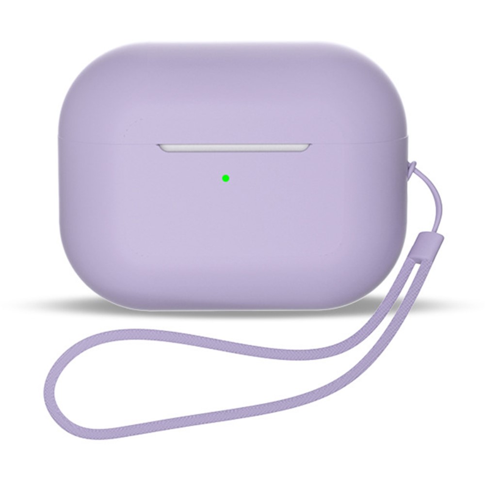 Силиконов Калъф за Airpods Pro 2 с връзка, светло лилав