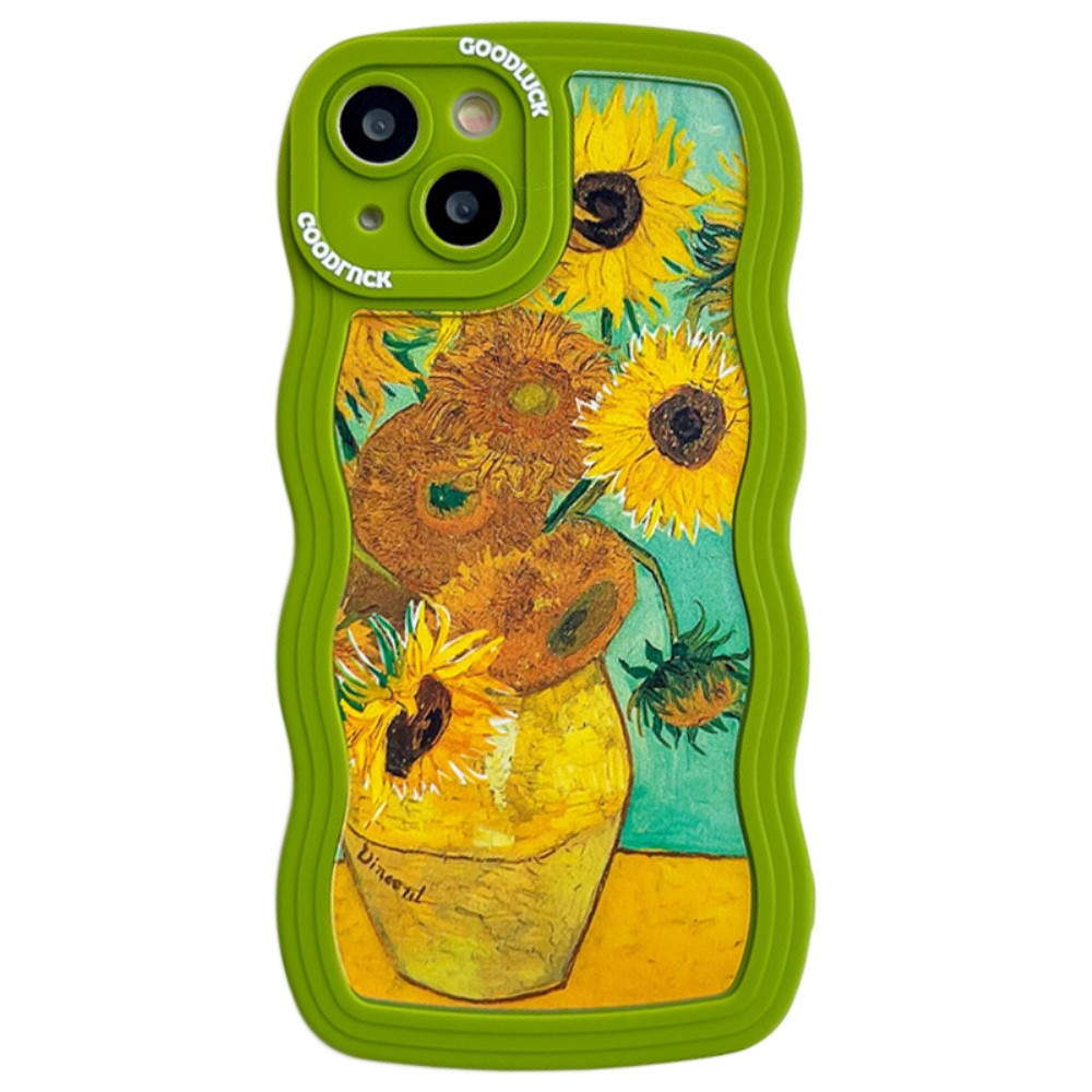 Силиконов калъф Wavy за IPhone 14, слънчогледи