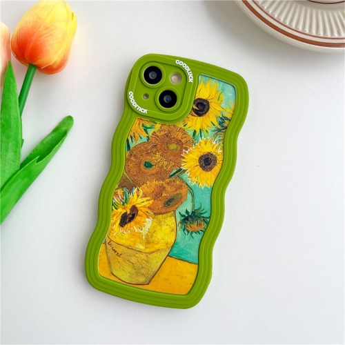 Силиконов калъф Wavy за IPhone 14, слънчогледи