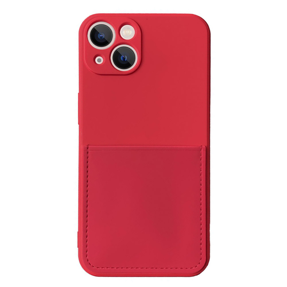 Силиконов калъф Card Slot за IPhone 13, червен