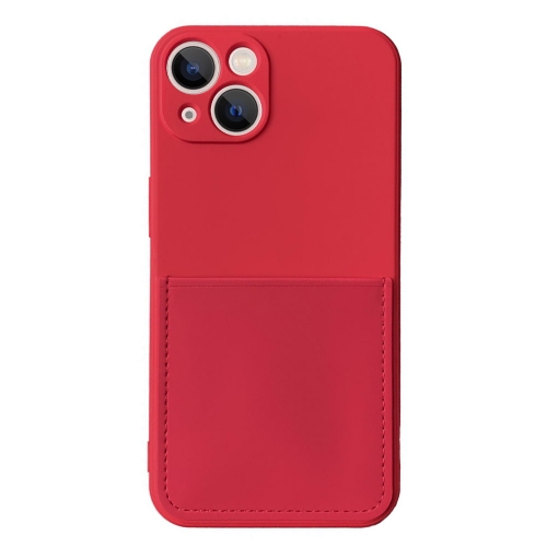 Силиконов калъф Card Slot за IPhone 13, червен
