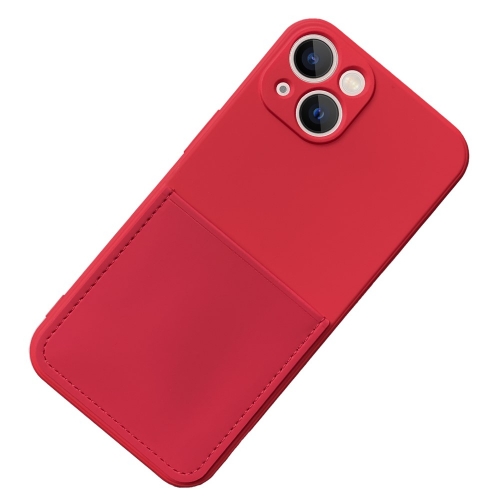 Силиконов калъф Card Slot за IPhone 13, червен
