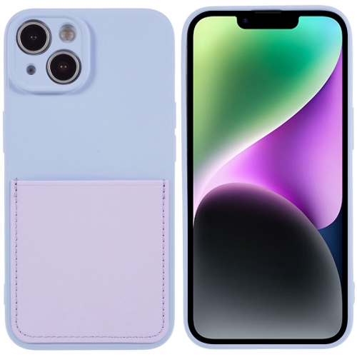 Силиконов калъф Silicone Lite Card Slot за IPhone 14, светло лилав