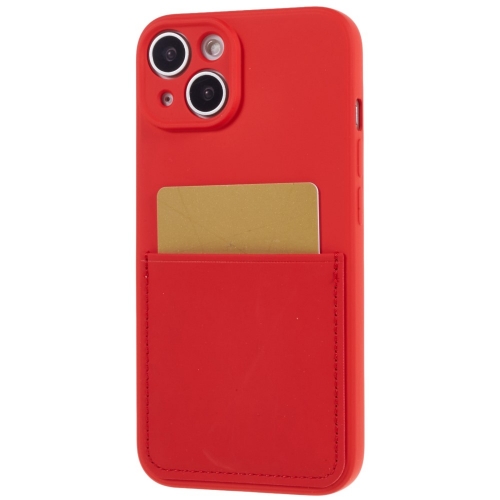 Силиконов калъф Card Slot за IPhone 14, червен