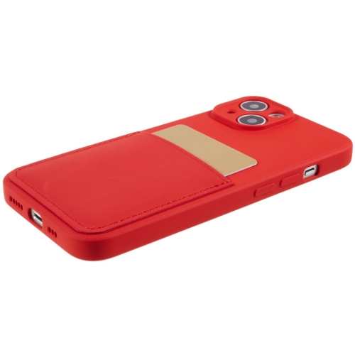Силиконов калъф Card Slot за IPhone 14, червен