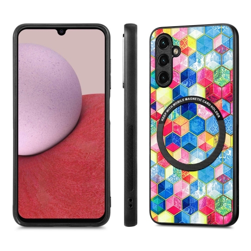 Удароустойчив калъф Metal Ring за Samsung Galaxy A14 5G, многоцветна мозайка