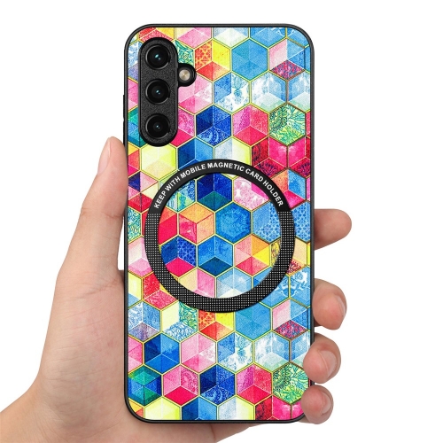 Удароустойчив калъф Metal Ring за Samsung Galaxy A14 5G, многоцветна мозайка