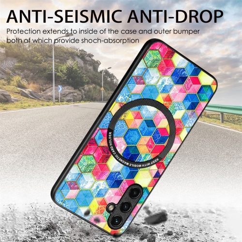 Удароустойчив калъф Metal Ring за Samsung Galaxy A14 5G, многоцветна мозайка