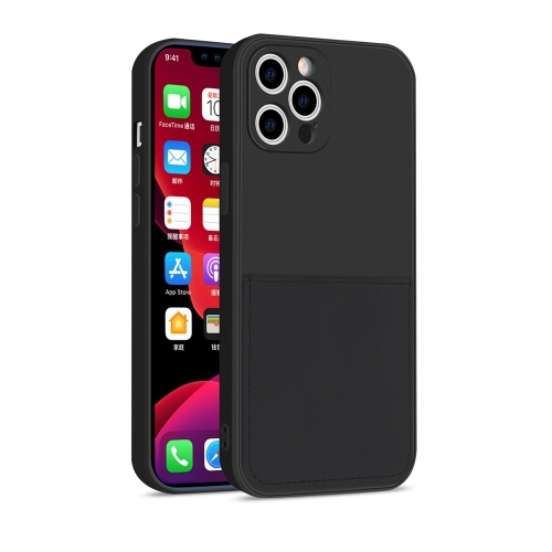 Силиконов калъф Card Slot за IPhone 12 Pro, черен