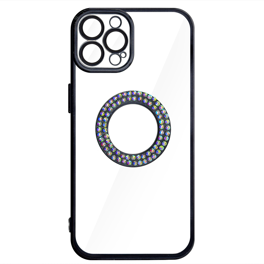 Силиконов калъф DM1 за iPhone 12 Pro, с протекция на камерата, Черен