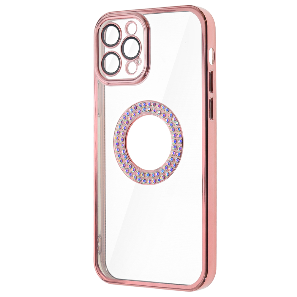 Силиконов калъф DM1 за iPhone 12 Pro, с протекция на камерата, Розов