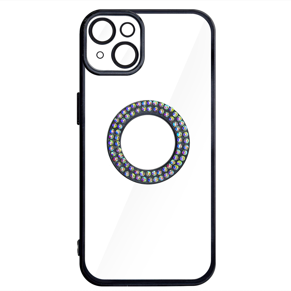 Силиконов калъф DM1 за iPhone 13, с протекция на камерата, Черен