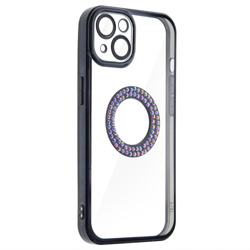 Силиконов калъф DM1 за iPhone 13, с протекция на камерата, Черен