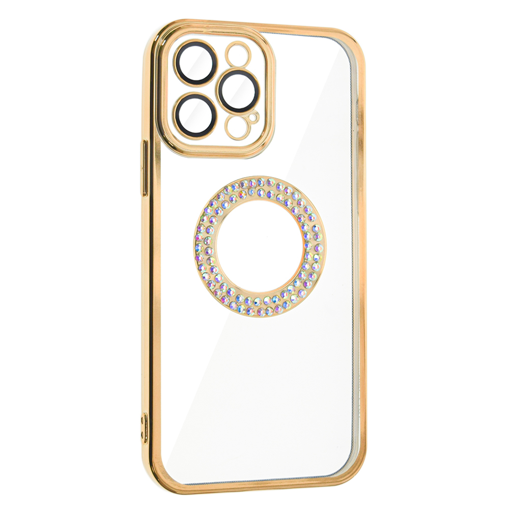Силиконов калъф DM1 за iPhone 13 Pro, с протекция на камерата, Златист