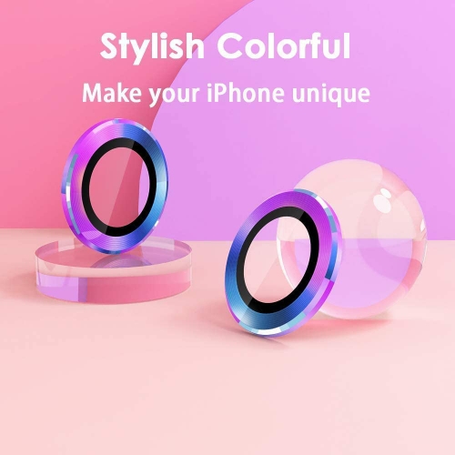 3D Стъклен Протектор за камерата на iPhone 13 / 13 mini, Дъга