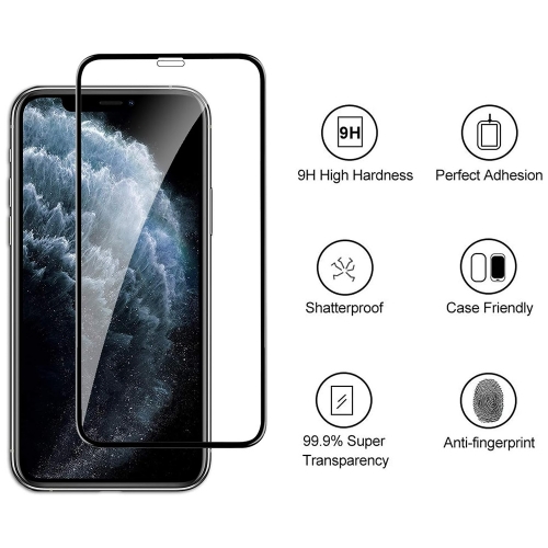 Стъклен протектор 5D Full Glue за iPhone X/XS, Черен