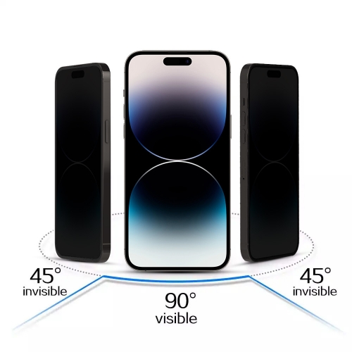 Стъклен протектор PRIVACY за iPhone 14 Pro, Черен