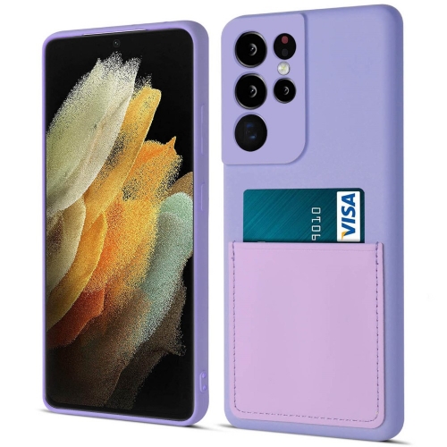 Силиконов калъф Card Slot за Samsung Galaxy S21 Ultra, Светло лилав