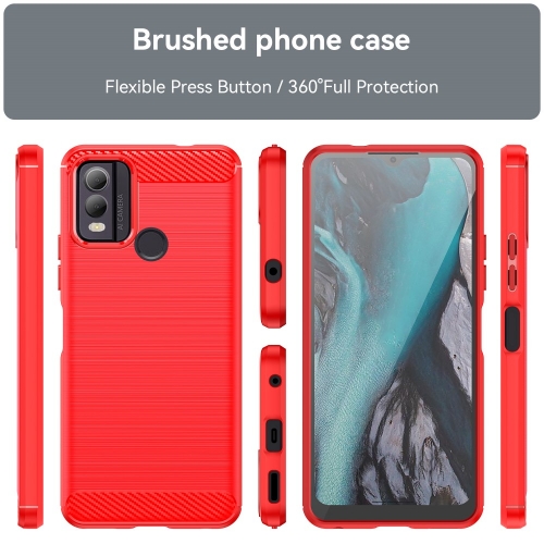 Силиконов Калъф Carbon за Nokia C22, Червен