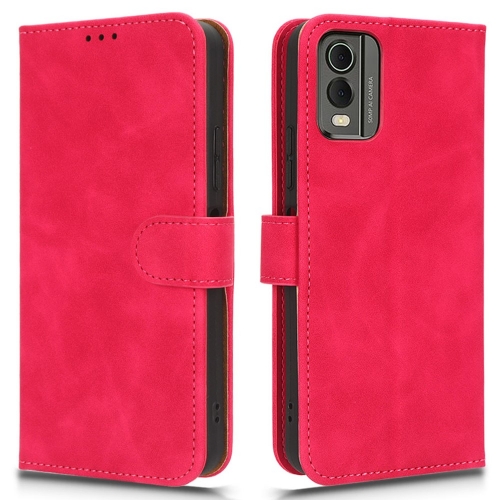 Калъф тефтер Leather Wallet за Nokia C32, Тъмно розов
