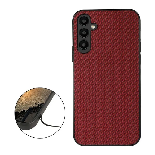 Удароустойчив калъф Fiber Texture за Samsung Galaxy A14 5G, Червен