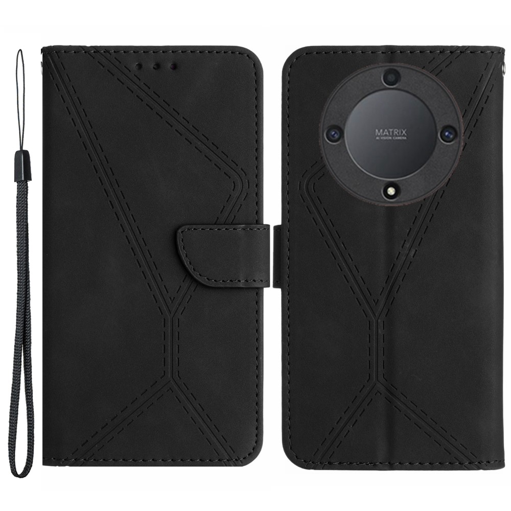 Калъф тефтер Leather Wallet за Honor Magic 5 Lite 5G, Черен