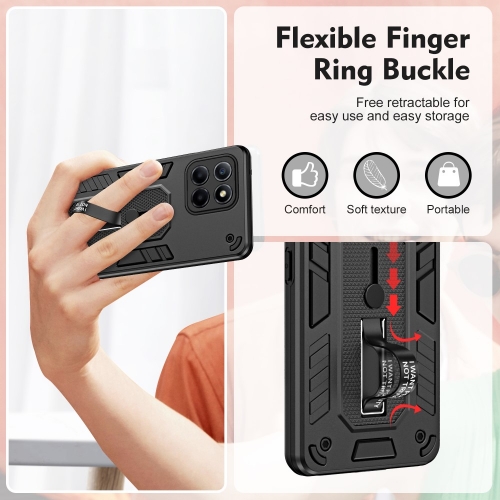 Удароустойчив калъф за Honor X8 5G, Finger Hoder, Bracket, Черен
