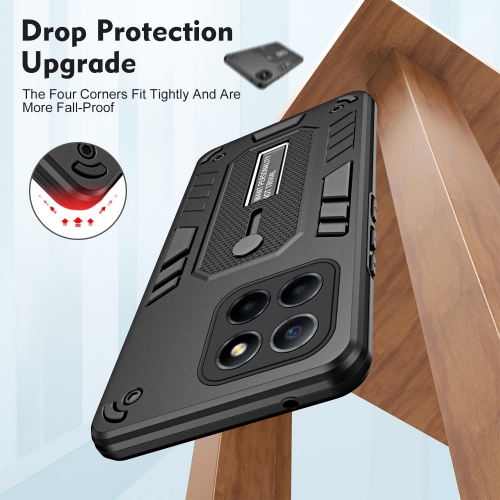 Удароустойчив калъф за Honor X8 5G, Finger Hoder, Bracket, Черен