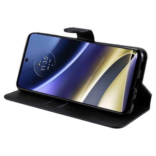 Калъф тефтер Leather Wallet за Motorola Moto G51 5G, Черен