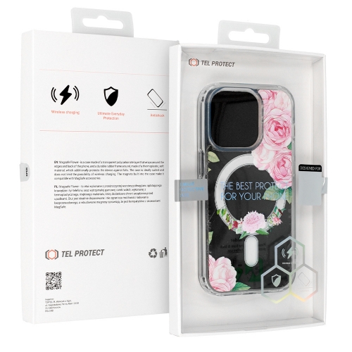 Удароустойчив калъф Flower MagSF за iPhone 12 Pro, Розови цветчета