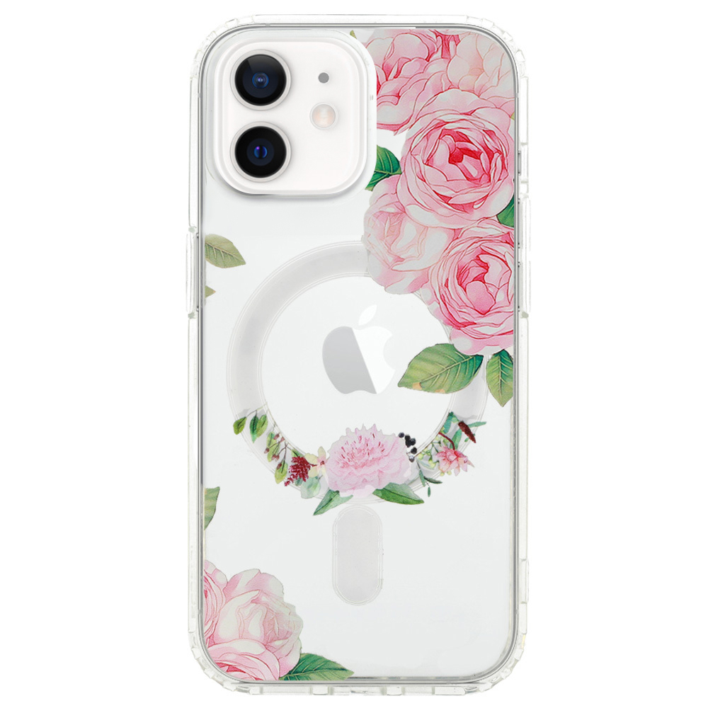 Удароустойчив калъф Flower MagSF за iPhone 12, Розови цветчета