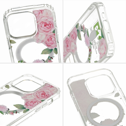 Удароустойчив калъф Flower MagSF за iPhone 13 Pro, Розови цветчета
