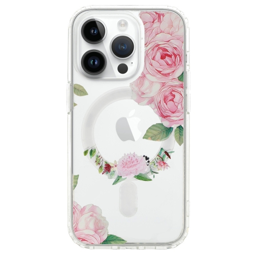 Удароустойчив калъф Flower MagSF за iPhone 14 Pro, Розови цветчета