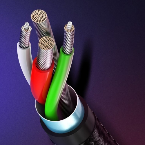 Кабел UGREEN US177, плетен, USB A към USB Micro и USB-C, 3A, 1m, Черен