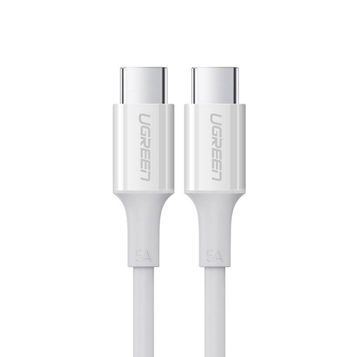 Кабел UGREEN US300, USB-C към USB-C, 5A, 100W, 2m, Бял