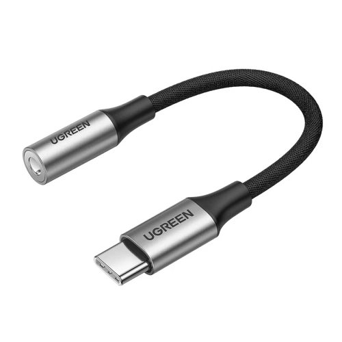 Адаптер кабел UGREEN AV161 плетен USB-C to 3.5mm AUX Audio, 10cm