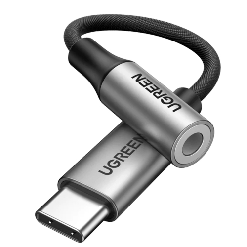 Адаптер кабел UGREEN AV161 плетен USB-C to 3.5mm AUX Audio, 10cm