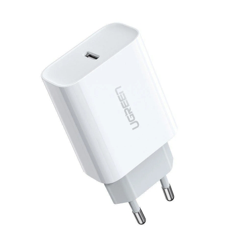 Зарядно UGREEN CD137, 220V, 1xUSB-C, 20W, PD, Бяло
