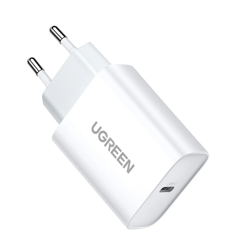 Зарядно UGREEN CD137, 220V, 1xUSB-C, 20W, PD, Бяло