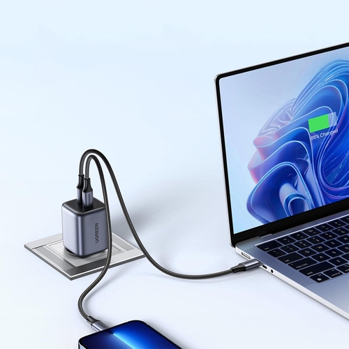 Зарядно UGREEN CD294, 220V, 2xUSB-C, GaN, 45W, PD, NEXOD, Черен