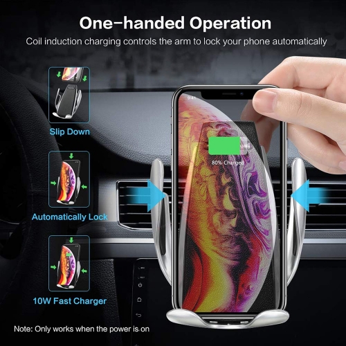 Поставка за възвуховода QI-AT02 Sensor Wireless Charger, 10W, Черен